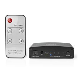 Nedis ASWI2514BK digitális audio kapcsoló 4x Toslink