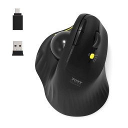 PORT vezeték nélküli ergonomikus egér ERGONOMIC TRACKBALL, 2, 4 Ghz & Bluetooth, USB-A/C, fekete