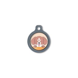 Blucky Happy Pup Pastel Orange Dog Tag medium