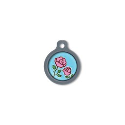 Blucky Blooming Rose Turquoise Blue Dog Tag medium