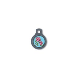 Blucky Blooming Rose Turquoise Blue Dog Tag small