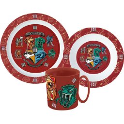 Harry Potter School Shields étkészlet, micro műanyag szett bögrével 350 ml