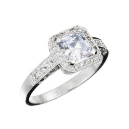 Asscher-köves eljegyzési gyűrű 14k 3,14 g