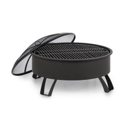 Blumfeldt Oreos, 2 az 1-ben tűzrakó tál és grillező, Ø 75 cm, szikrafogó, Ø 68 cm grill, acél, fekete (GQ15-Oreos)
