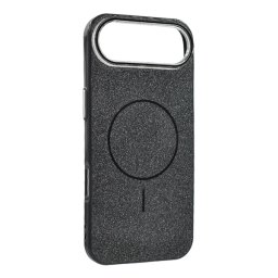Szilikon telefonvédő (műanyag hátlap, kameravédő, MagSafe, csillogó) FEKETE Apple iPhone 17 Air