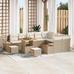 vidaXL Kerti Kanapé Szett 12 db 11-Ülőhelyek száma Beige és krém