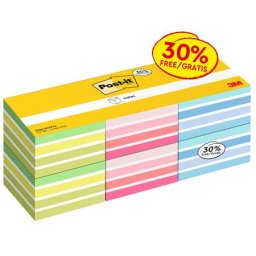3M POSTIT Öntapadó jegyzettömb, 76x76 mm, 6x450 lap, 3M POSTIT, vegyes színek