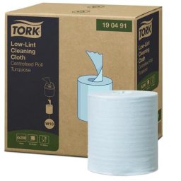 TORK Tisztítókendő, szöszszegény, tekercses, 1 rétegű, 200 db, utántöltő hordozható vödörhöz, W10 rendszer, TORK, türkiz