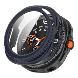 Műanyag keret (BUMPER, ütésállóság + kijelzővédő üveg) SÖTÉTKÉK Samsung Galaxy Watch 8 Classic 46mm (SM-L500), Galaxy Watch 8 Classic eSIM 46mm (SM-L505)
