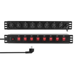 Logilink PDU8D01 19 PDU 8 x CEE 7/3 biztonsagi aljzat kapcsolokkal