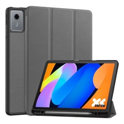 Tok álló, bőr hatású (aktív FLIP, oldalra nyíló, TRIFOLD, asztali tartó, ceruza tartó) SÖTÉTSZÜRKE Lenovo Idea Tab (TB336ZU) 5G