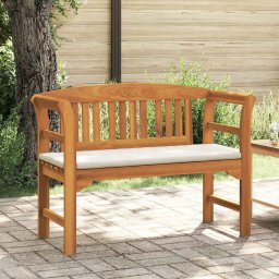 vidaXL Rózsapad párnával Krémszín 114 x 46 x 82,5 cm Tömör Akácfa