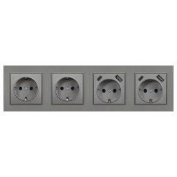 Nova IV kettő földelt csatlakozóaljzat dugalj kettő USB csatlakozóval szürke kerettel
