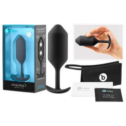 b-Vibe Snug Plug 3 - dupla golyós butt plug (180 g, fekete)