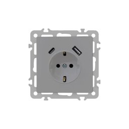 Nova földelt csatlakozóaljzat USB csatlakozóval 2A szürke