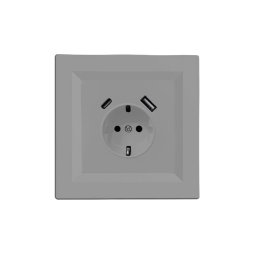Nova földelt csatlakozóaljzat USB csatlakozóval 2A szürke kerettel