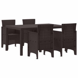 vidaXL Kert étkező szett 5 db Barna Polt rattan