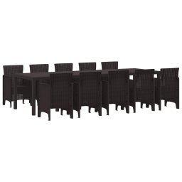 vidaXL Kert étkező szett 11 db Barna Rattan