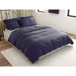 JASMINE PURE mikroszálas szállodai ágyneműhuzat, sötétkék – 1 cm-es csíkos Ágyneműhuzat mérete: 70 x 90 cm | 140 x 200 cm