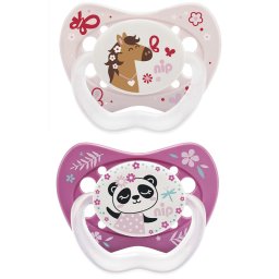 NIP Life szilikon ortodontikus játszócumi 0-6 hónapos 2 darab - panda-paci