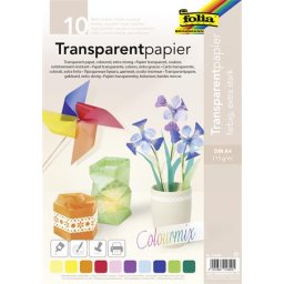 FOLIA Transzparens papír, A4, 115 g, 10 lap, FOLIA, vegyes színek