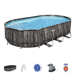 Bestway ESPIRITU fémvázas kerti medence készlet vízforgatóval, létrával és takaró ponyvával, 610x366x122cm