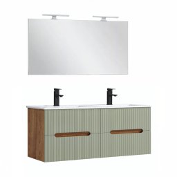 Trent Fürdőszobabútor 120 cm kerámia mosdóval tükörrel 60x120 cm sunset tölgy-olivazöld