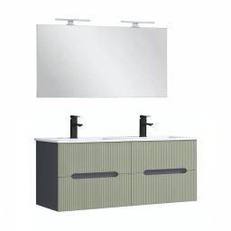 Trent Fürdőszobabútor 120 cm kerámia mosdóval tükörrel 60x120 cm antracit szürke-olivazöld