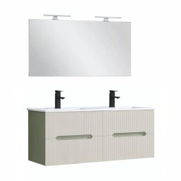 Trent Fürdőszobabútor 120 cm kerámia mosdóval tükörrel 60x120 cm olivazöld-fehér