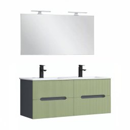 Trent Fürdőszobabútor 120 cm kerámia mosdóval tükörrel 60x120 cm antracit szürke-pisztáciazöld