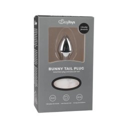 EasyToys Bunny NO1 - fém anál plug nyuszifarokkal (ezüst-fehér)