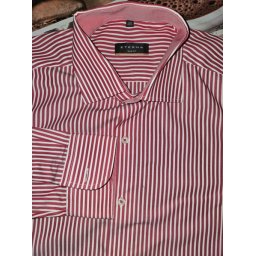 Eterna slim fit piros-fehér csíkos ing, 40