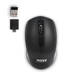 PORT vezeték nélküli egér Vezeték nélküli irodai, USB-A/USB-C dongle, 2, 4Ghz, 1000DPI, fekete