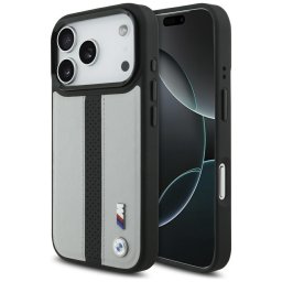 BMW M perforált csíkos logóval ellátott tok MagSafe iPhone 17 Pro szürke