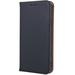 Samsung Galaxy S25 Edge SM-S937, Oldalra nyíló tok, valódi bőrtok, stand, Smart Pro, fekete