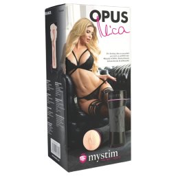 mystim OPUS Mica - élethű művagina maszturbátor férfiaknak (natúr-fekete)