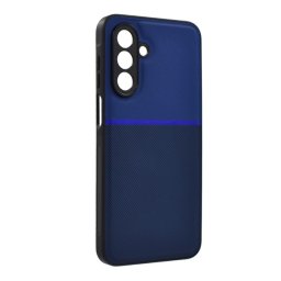 Szilikon telefonvédő (ütésállóság, mágneses, bőr hatású hátlap, csíkos) SÖTÉTKÉK Samsung Galaxy A17 5G (SM-A176)