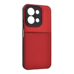Szilikon telefonvédő (ütésállóság, mágneses, bőr hatású hátlap, csíkos) PIROS Xiaomi Redmi 15C 4G
