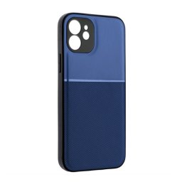 Szilikon telefonvédő (ütésállóság, mágneses, bőr hatású hátlap, csíkos) SÖTÉTKÉK Apple iPhone 11