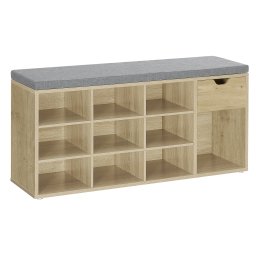 Cipős szekrény paddal és szürke ülőpárnával és fiókkal TAYLOR ARTISAN 104x30x48 cm, fehér