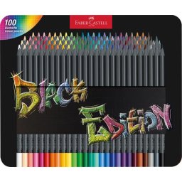 FABER-CASTELL Színes ceruza készlet, háromszögletű, fémdobozban, FABER-CASTELL "Black Edition", 100 különböző szín