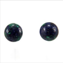 Azurit kerek kaboson fülbevaló