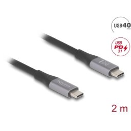 Delock USB 40 Gbps USB Type-C™ kábel hímről hímre PD 3.1 240 W E-Marker 2 m szürke fémszürke
