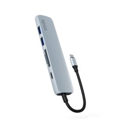 Epico 6in1 alumínium USB-C 8K hub - kék