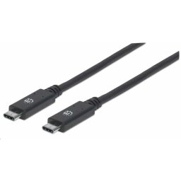 Manhattan USB-C kábel, USB 3.1 Gen 2, USB-C csatlakozó USB-C csatlakozóra, 10 Gbps, 5 A, 1m, fekete