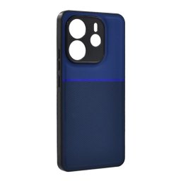 Szilikon telefonvédő (ütésállóság, mágneses, bőr hatású hátlap, csíkos) SÖTÉTKÉK Xiaomi Redmi Note 14 4G