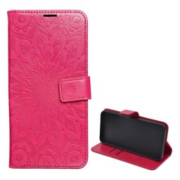 Tok álló, bőr hatású (FLIP, oldalra nyíló, asztali tartó, kézpánt, mandala) RÓZSASZÍN Samsung Galaxy S25 FE (SM-S731)