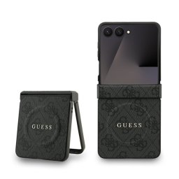 GUESS 4G RING CLASSIC LOGO szilikon telefonvédő (ütésállóság, textil hátlap, MagSafe) FEKETE Samsung Galaxy Z Flip7 (SM-F766)