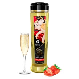 Shunga Romance masszzsolaj - epres-pezsgs illattal, 240ml