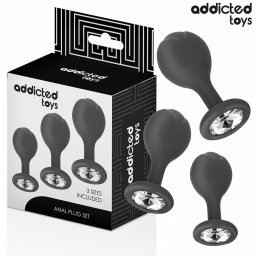 ADDICTED TOYS - 3 darabos, gyngys szilikon anlplug szett